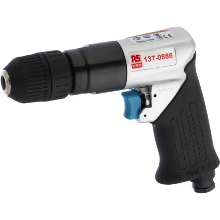 Produktfoto 1 von RS PRO 1/4 in Druckluft Bohrmaschine Schlüssellos Umschaltbare Druckluftbohrer, 10 mm Bohrfutter 1800U/min