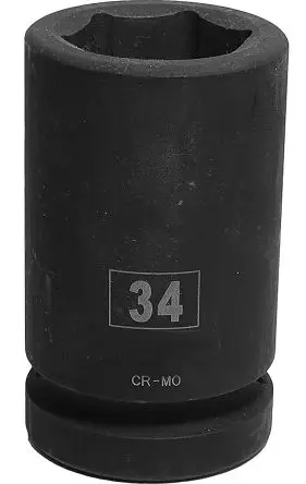 Produktfoto 1 von RS PRO 1 in, 34 mm Tiefschlag-Stecknuss Schlag-Steckschlüssel lang Chrom-Molybdän-Stahl