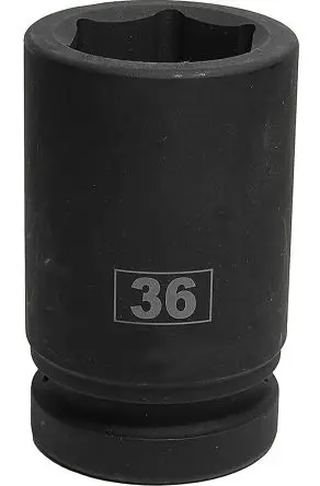 Produktfoto 1 von RS PRO 1 in, 36 mm Tiefschlag-Stecknuss Schlag-Steckschlüssel lang Chrom-Molybdän-Stahl