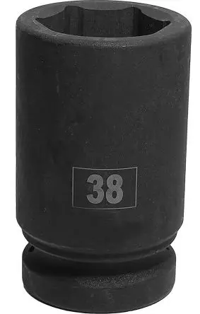 Produktfoto 1 von RS PRO 1 in, 38 mm Tiefschlag-Stecknuss Schlag-Steckschlüssel lang Chrom-Molybdän-Stahl
