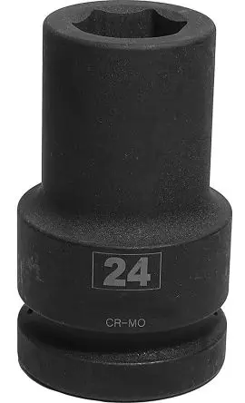 Produktfoto 1 von RS PRO 1 in, 24 mm Tiefschlag-Stecknuss Schlag-Steckschlüssel lang Chrom-Molybdän-Stahl