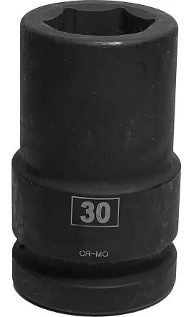 Produktfoto 1 von RS PRO 1 in, 30 mm Tiefschlag-Stecknuss Schlag-Steckschlüssel lang Chrom-Molybdän-Stahl