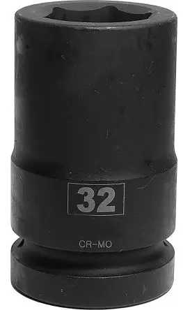 Produktfoto 1 von RS PRO 1 in, 32 mm Tiefschlag-Stecknuss Schlag-Steckschlüssel lang Chrom-Molybdän-Stahl