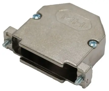 Produktfoto 1 von MH Connectors MHDU45 D-Sub-Gehäuse Abgewinkelt, 25-polig, D: D-SUB Zugentlastung, Dunkelgrau, Größe B, aus Zink