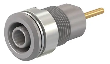 Produktfoto 1 von Staubli 4 mm Buchse Grau Buchse für Laborstecker, Kontakt Gold, 1000V 24A, Schraubanschluss