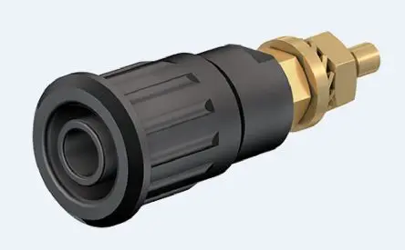 Produktfoto 1 von Staubli 4 mm Buchse Schwarz Buchse für Laborstecker, Kontakt Gold, 1000V 24A Presssitz