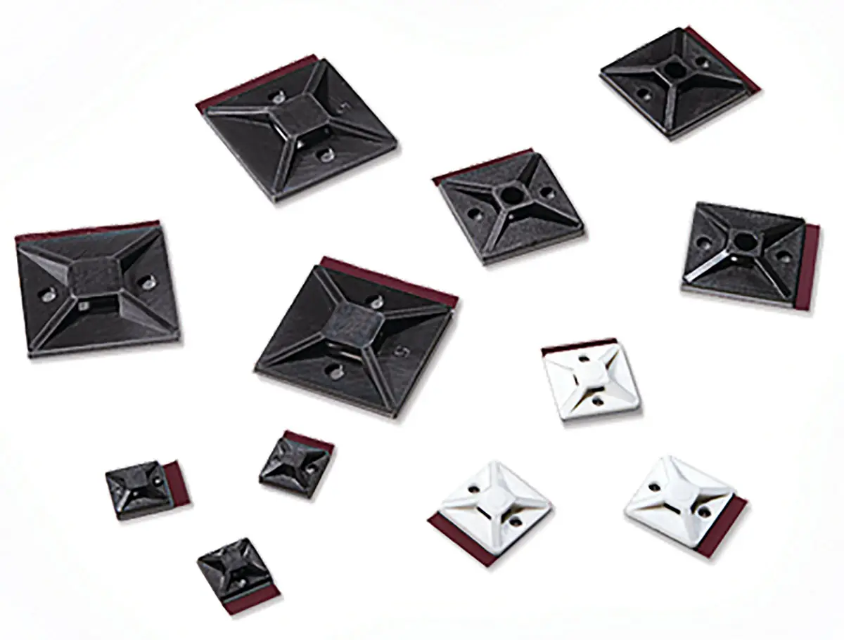 Produktfoto 1 von HellermannTyton SolidTack MB3APT-I Befestigungssockel, Nylon 6.6 Schwarz 19 mm x 4.4 mm Kabelbinder x 19 mm für 3.1 mm