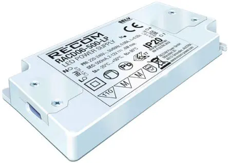 Produktfoto 1 von Recom LED-Treiber, 6 W 264V ac LED-Treiber 700mA, Ausgang 2V dc, 9 V dc