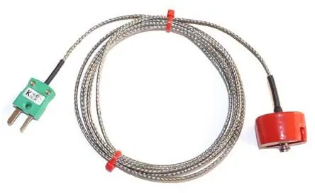 Produktfoto 1 von RS PRO Edelstahl Übergeflochtenes Perfluoralkoxy Knopfmagnet-Thermoelement Typ K, Ø 1 Zoll x 1 m -50 °C → 250 °C