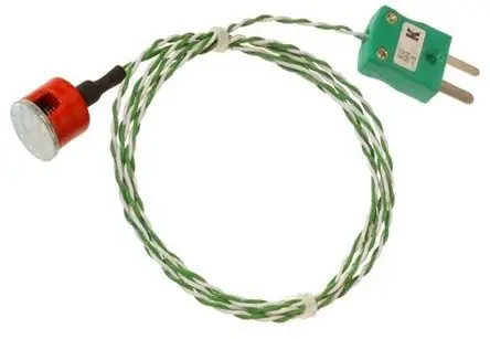 Produktfoto 1 von RS PRO PTFE Knopfmagnet-Thermoelement Typ K, Ø 0.5 Zoll x 2 m -50 °C → 250 °C