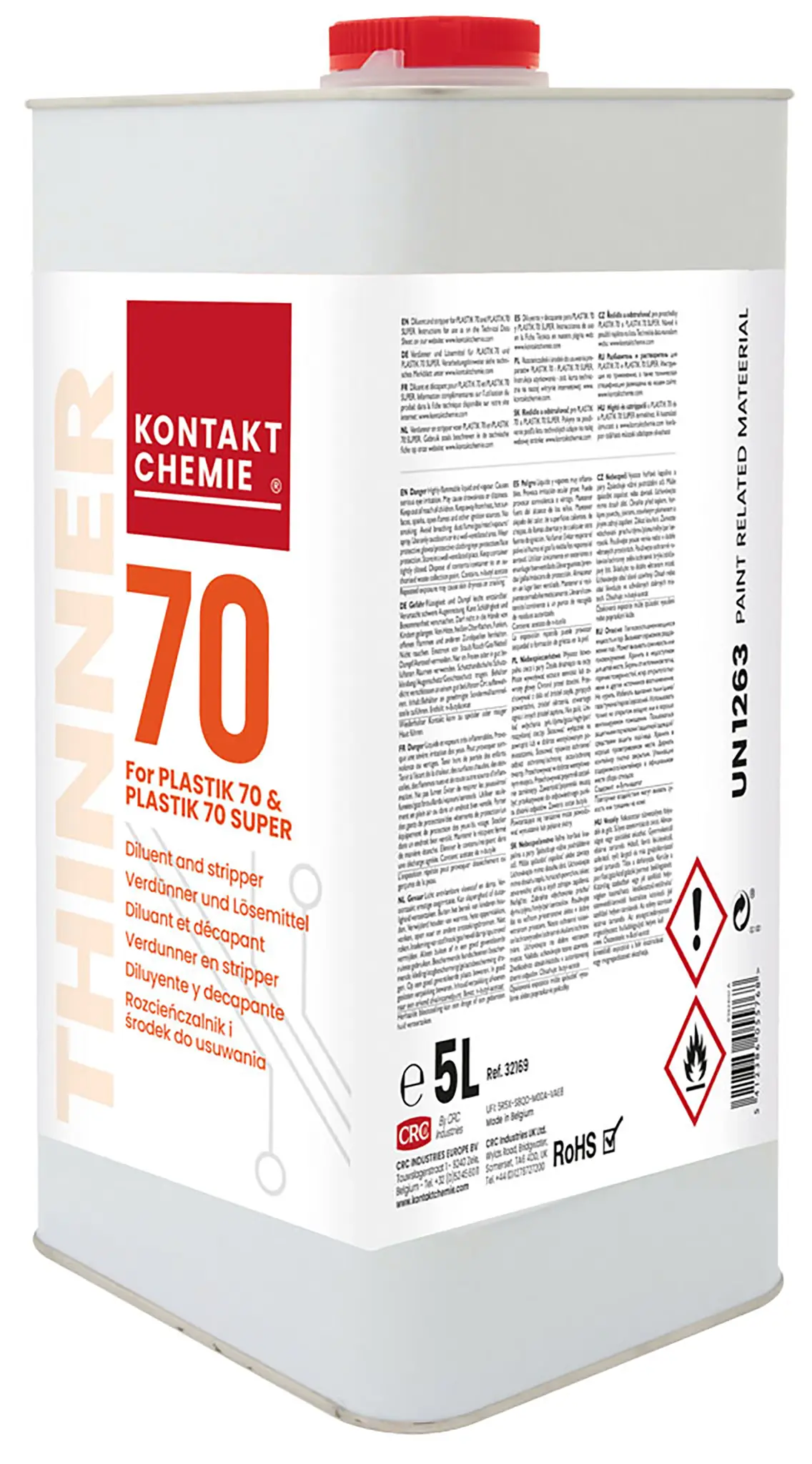 Produktfoto 1 von Kontakt Chemie THINNER 70 Verdünner 60 °C-max. Acryl Harz Isolierungsspulen, Farbe, Ornament, Möbel, Papier,