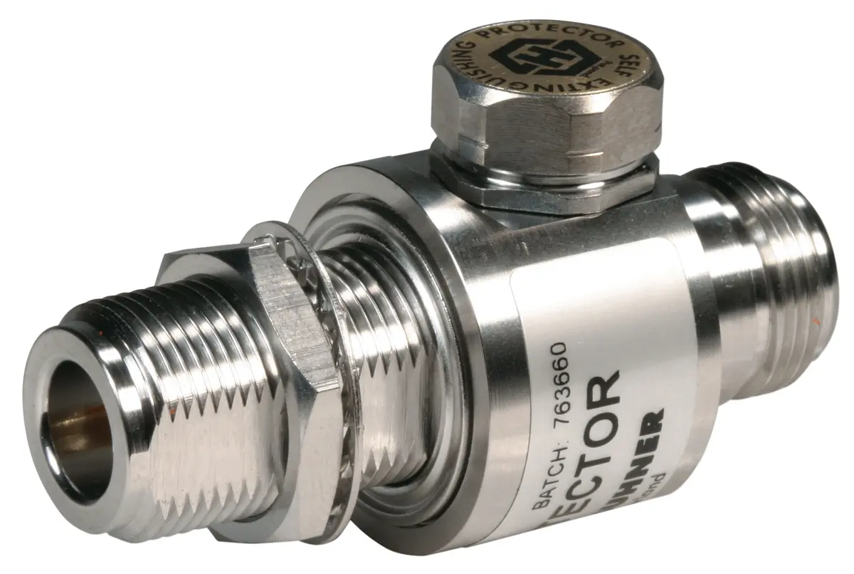 Produktfoto 1 von Huber+Suhner SSC-N230 Koax-Schutzableiter Koaxial-Überspannungsschutz 20 kA 170V dc, Axial, -40 °C→85 °C