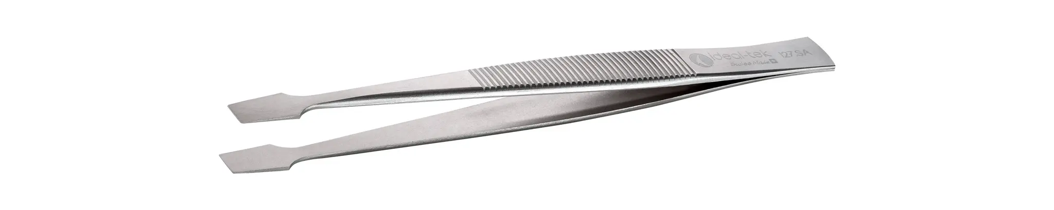 Produktfoto 1 von ideal-tek 127.SA Kohlenstoffstahl Pinzette, 105 mm, Spitze Flach, Spatelförmig Antimagnetisch
