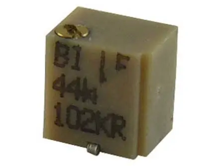 Produktfoto 1 von TT Electronics/BI 44 9-Gang Oberfläche Trimm-Potentiometer, Einstellung von oben, 1 kΩ, 10 %, 0.25 W, Lötstift, L. 4.83