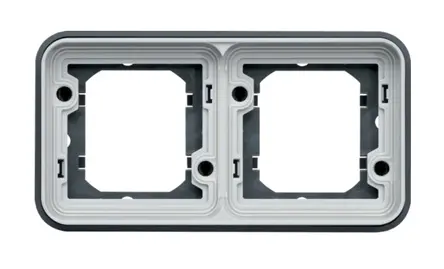 Hager WNA Einbaubox Rahmen Grau, 2-fach, Polypropylen, 23 mm, 83 mm IP55 Oberfläche, 83 mm, Grau