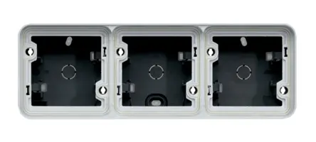Produktfoto 1 von Hager WNA Einbaubox Grau, 3-fach, Polypropylen, 56 mm, 76 mm IP55 Oberfläche, 76 mm, Grau