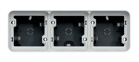 Produktfoto 1 von Hager WNA Einbaubox Grau, 3-fach, Polypropylen, 56mm, 76 mm IP55 Oberfläche, 76 mm, Grau