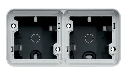 Produktfoto 1 von Hager WNA Einbaubox Grau, 2-fach, Polypropylen, 56 mm, 76 mm IP55 Oberfläche, 76 mm, Grau