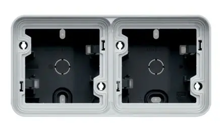 Produktfoto 1 von Hager WNA Einbaubox Grau, 2-fach, Polypropylen, 56mm, 76 mm IP55 Oberfläche, 76 mm, Grau