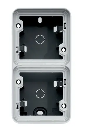Produktfoto 1 von Hager WNA Einbaubox Grau, 2-fach, Polypropylen, 56 mm, 76 mm IP55 Oberfläche, 76 mm, Grau