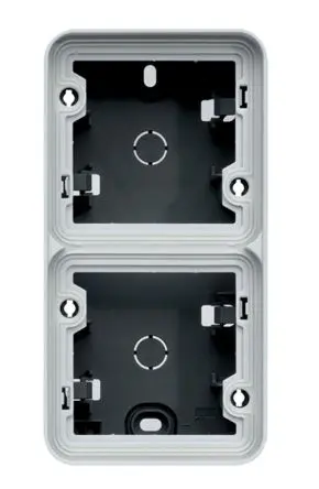 Produktfoto 1 von Hager WNA Einbaubox Grau, 2-fach, Polypropylen, 56mm, 76 mm IP55 Oberfläche, 76 mm, Grau