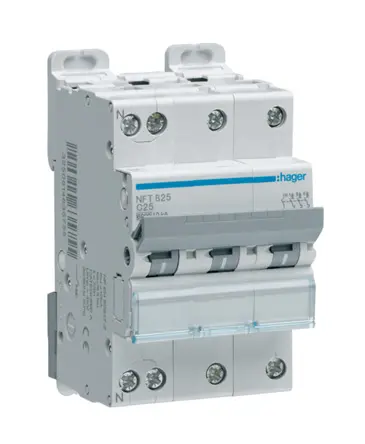 Produktfoto 1 von Hager NFT Miniaturüberlastschalter, Pol 3-polig 32 A 415 V ac, Abschaltvermögen 10 kA
