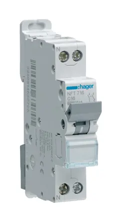 Produktfoto 1 von Hager NFT Miniaturüberlastschalter, Pol 1-polig 3 A 240 V ac, Abschaltvermögen 10 kA