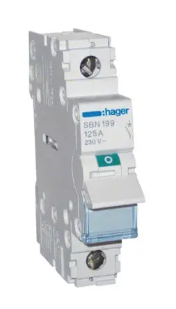 Produktfoto 1 von Hager SB Trennschalter 1-polig DIN-Hutschiene 125A Grau IP20 1-phasig