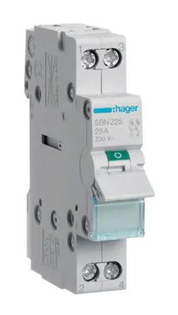 Produktfoto 1 von Hager SB Trennschalter 2-polig DIN-Hutschiene 25A Grau IP20 1-phasig