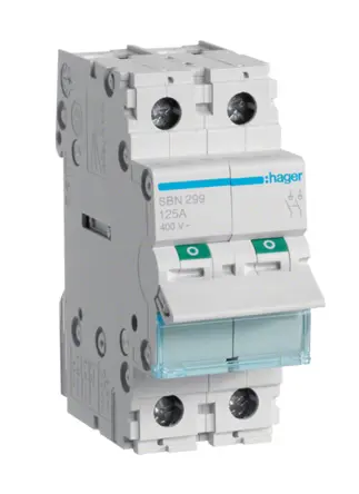 Produktfoto 1 von Hager SB Trennschalter 2P-polig 125A IP 20 230 → 400V ac 1-phasig