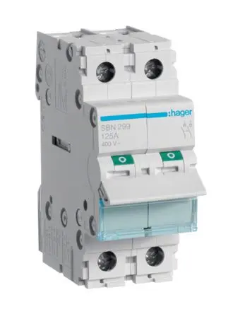 Produktfoto 1 von Hager SB Trennschalter 2-polig DIN-Hutschiene 125A Grau IP20 1-phasig