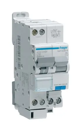 Produktfoto 1 von Hager ADC FI/LS-Schalter (RCBO) 16A, 1-polig Typ C