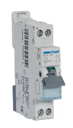 Produktfoto 1 von Hager MJT Miniaturüberlastschalter Typ C, Pol 2-polig 2 A 400 V ac, Abschaltvermögen 6 kA 253 V dc