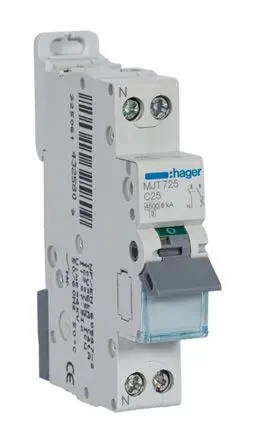 Produktfoto 1 von Hager MJT Miniaturüberlastschalter Typ C, Pol 2-polig 25A 400V ac, Abschaltvermögen 6 kA 253 V dc