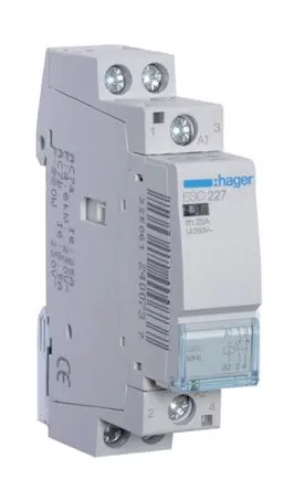 Hager ESC Schütz 230V ac-Spule, 2-polig, 230V ac / 25 A 230V ac 2.9 VA 1 Schließer/1 Öffner Motorsteuerung