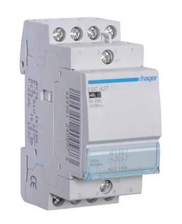 Produktfoto 1 von Hager ESC Schütz 230 V ac-Spule, 4-polig, 230V ac / 25 A 230 V ac 3.4 VA 2 Schließer/2 Öffner Motorsteuerung