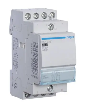 Produktfoto 1 von Hager ESC Schütz 230V ac-Spule, 4-polig, 230V ac / 25 A 230V ac 3.4 VA 2 Schließer/2 Öffner Motorsteuerung