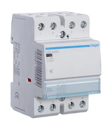 Produktfoto 1 von Hager ESC Schütz 230V ac-Spule, 4-polig, 400V ac / 40 A 230V ac 6.5 kW 4 Schließer Motorsteuerung 4-Hilfskontakte