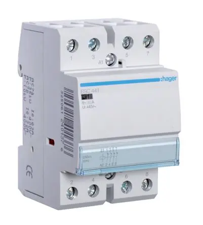 Produktfoto 1 von Hager ESC Schütz 230V ac-Spule, 4-polig, 400V ac / 40 A 230V ac 7 W 4 Öffner Motorsteuerung 4-Hilfskontakte
