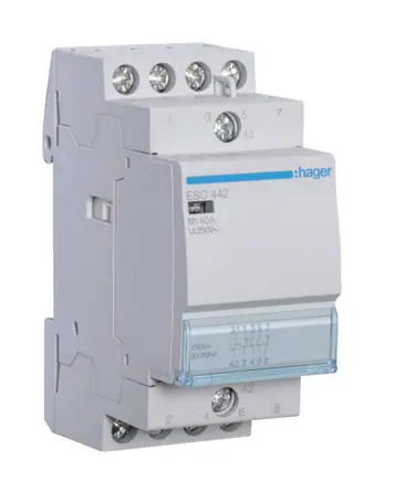 Produktfoto 1 von Hager ESC Schütz 230 V ac-Spule, 4-polig, 400V ac / 40 A 230 V ac 7 W 2 Schließer/2 Öffner Motorsteuerung
