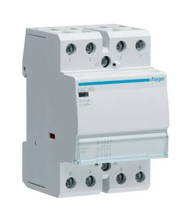 Produktfoto 1 von Hager ESC Schütz 230V ac-Spule, 4-polig, 400V ac / 63 A 230V ac 6.5 kW 4 Schließer Motorsteuerung 4-Hilfskontakte