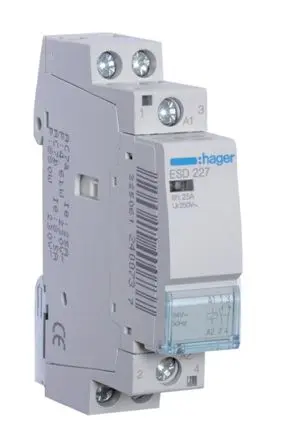 Produktfoto 1 von Hager ESC Schütz 24V ac-Spule, 2-polig, 230V ac / 25 A 24V ac 1.9 kW 1 Schließer/1 Öffner Motorsteuerung 2-Hilfskontakte
