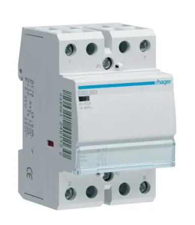 Produktfoto 1 von Hager ESC Schütz 24V ac-Spule, 2-polig, 400V ac / 63 A 24V ac 6.5 kW 2 Schließer Motorsteuerung 2-Hilfskontakte