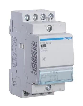 Produktfoto 1 von Hager System M Pro ESC Leistungsschütz 24 V ac-Spule, 4 -polig , 400 V ac / 25 A 2,8 VA 4 Schließer