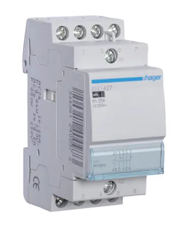 Produktfoto 1 von Hager ESC Schütz 24 V ac-Spule, 4-polig, 400V ac / 25 A 24 V ac 1.9 kW 2 Schließer/2 Öffner Motorsteuerung