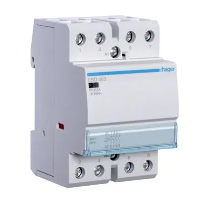 Produktfoto 1 von Hager ESC Schütz 24V ac-Spule, 4-polig, 400V ac / 63 A 24V ac 7 VA 4 Schließer Motorsteuerung 4-Hilfskontakte