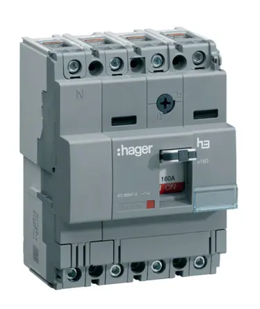 Produktfoto 1 von Hager HCA, Kompaktschutzschalter 4-polig, 125 A DIN-Hutschiene 415 V ac