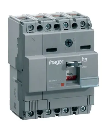 Produktfoto 1 von Hager HCA, Kompaktschutzschalter 4-polig, 125A DIN-Hutschiene 415V ac