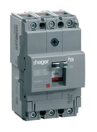 Produktfoto 1 von Hager HHA, Kompaktschutzschalter 3-polig, 40 A DIN-Hutschiene 415 V ac