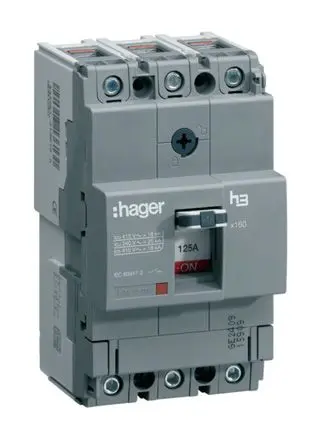 Produktfoto 1 von Hager HHA, Kompaktschutzschalter 3-polig, 40A DIN-Hutschiene 415V ac